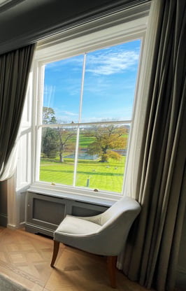 Bedroom sash window repair at the Lympstone Manor Hotel, Exmouth, Devon